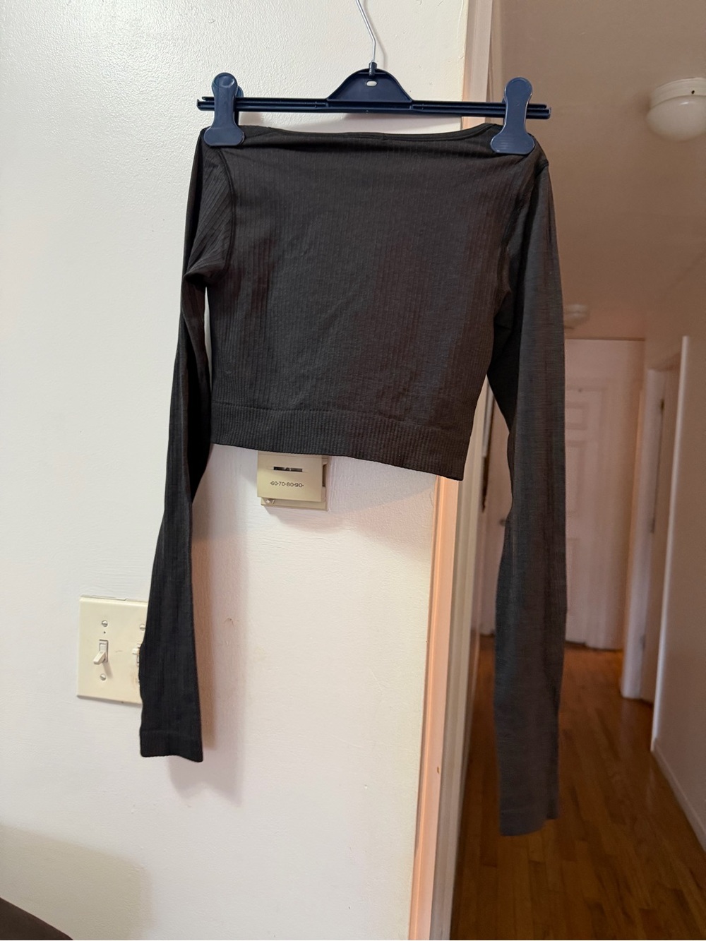 lululemon athletica Ribbed Long-Sleeve Cropped Top - Charcoal